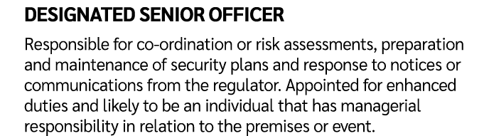 Designated senior officer Responsible for co ordination or risk assessments, preparation and maintenance of security ...